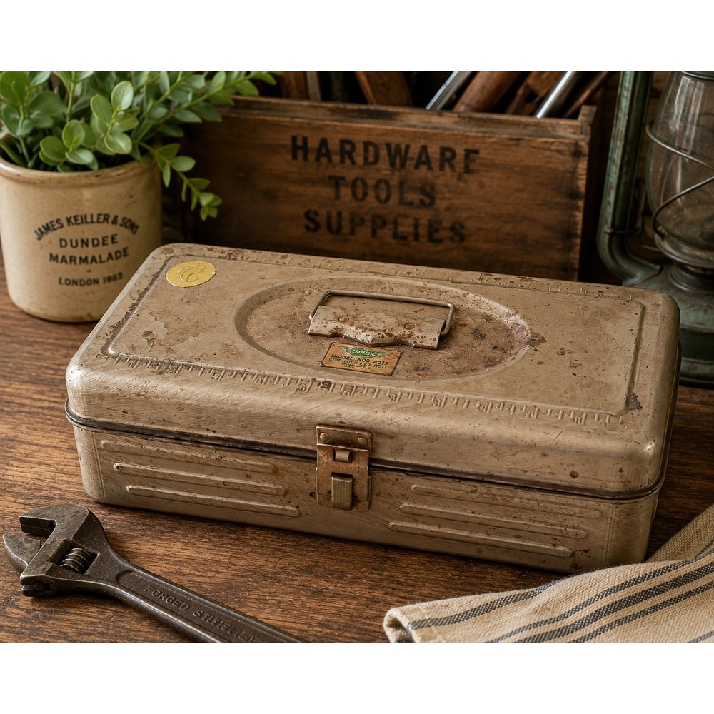 Vintage Union Chest Model 4313 Metal Utility Tool Box Tackle Box USA w/ Tray
